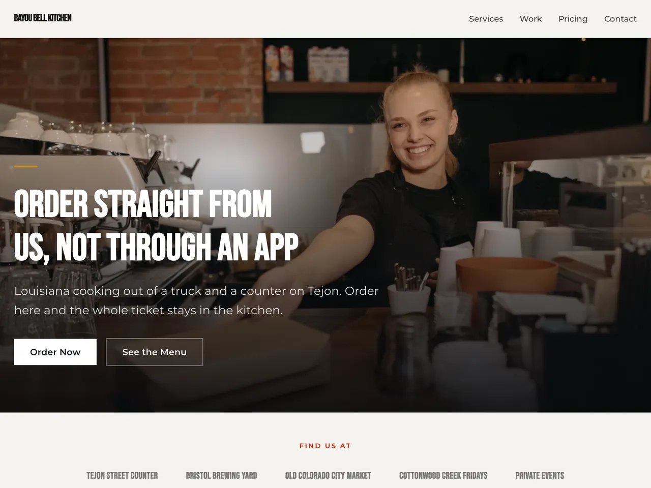 The same example restaurant website on a tablet.
